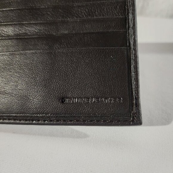 New Men's Stafford Slim Wallet Slimfold Contrasting Canvas Gen Leather Brown NWT - Picture 7 of 11